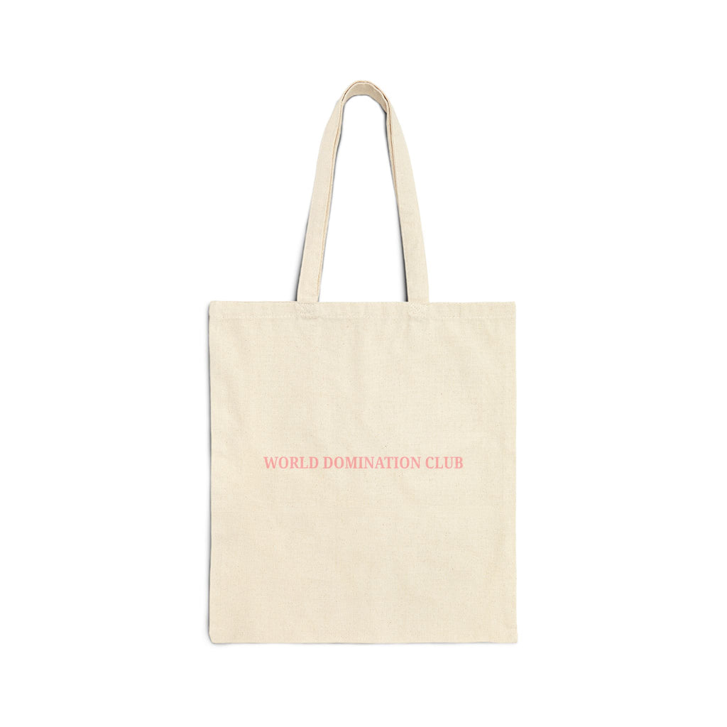World Domination Club Canvas Tote Bag — Minimalist Pink Logo Eco Shopper