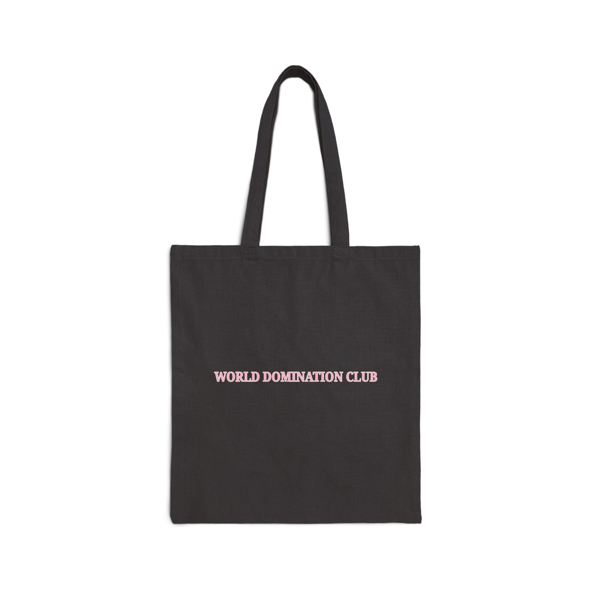 World Domination Club Canvas Tote Bag — Minimalist Pink Logo Eco Shopper