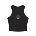 World Dominatrix Club Racer Tank Top — Edgy Goth Crop Tank for Women