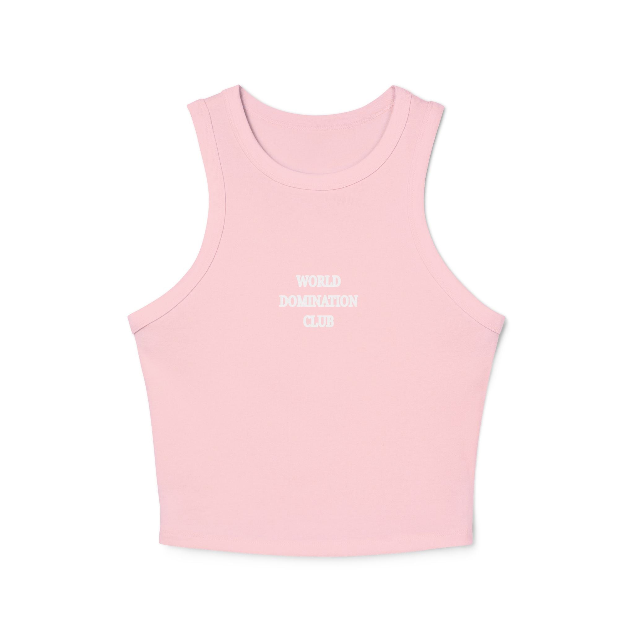 World Dominatrix Club Racer Tank Top — Edgy Goth Crop Tank for Women